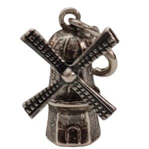 800 Silver Round Spring Clasp Articulated Windmill Charm E328